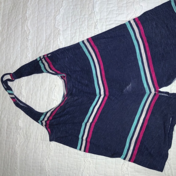 SPLENDID Tank Top Camisole Blue White Pink Striped Sleeveless Medium M U.S.A. - Picture 10 of 12